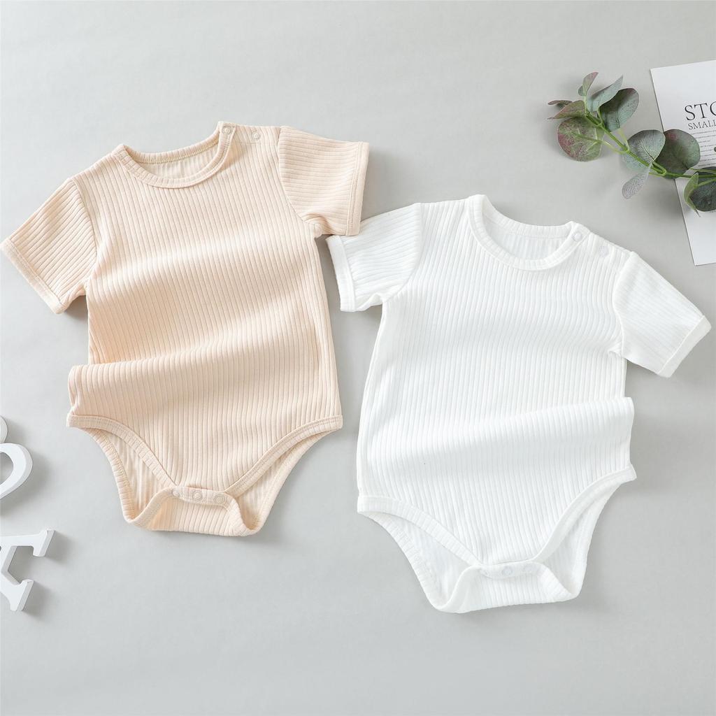 European & American Newborn Baby Unisex Cotton Striped Short-Sleeve Romper