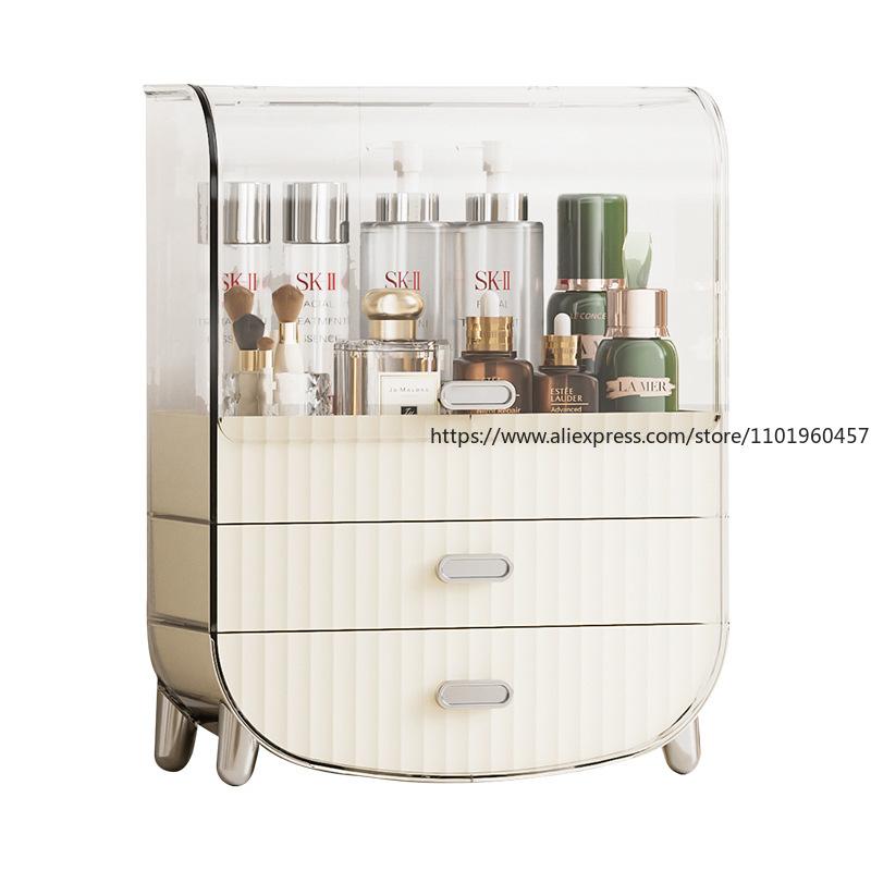 Dustproof Light Luxury Cosmetic Organizer Large-Capacity Desktop Vanity Box for Skincare Lipsticks Makeup