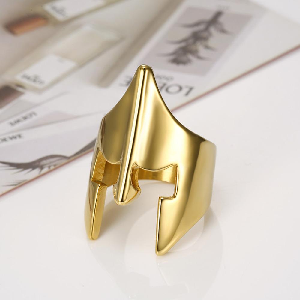 Nordic Viking Warrior Spartan Helmet Ring Men Retro Stainless Steel Biker Jewelry Gift for Men