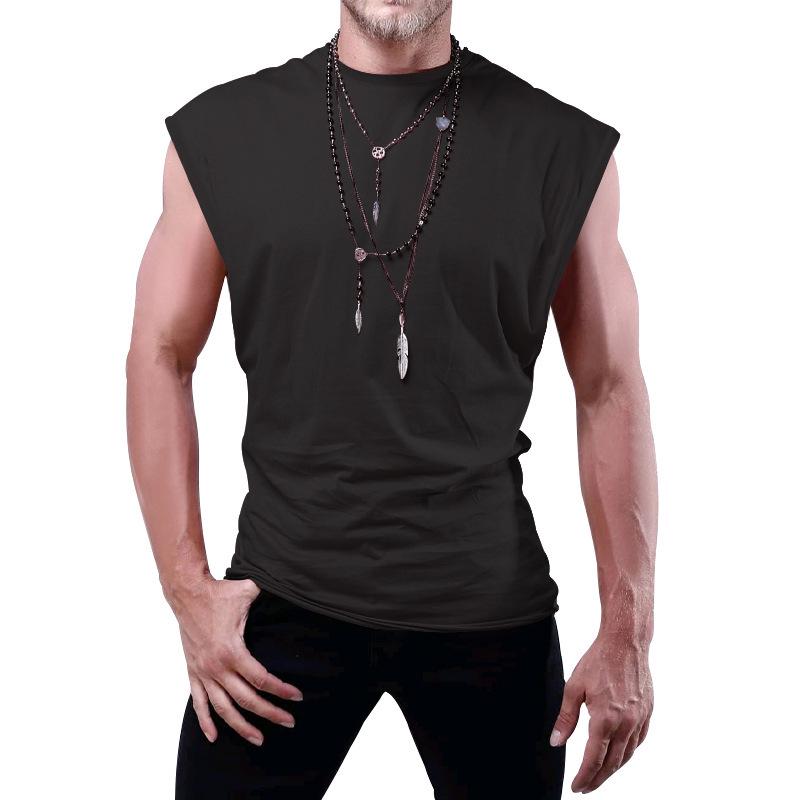Cross-border 2025 Men's Summer Sleeveless T-shirt - Youth Loose Fit Solid Color Thin Tank Vest