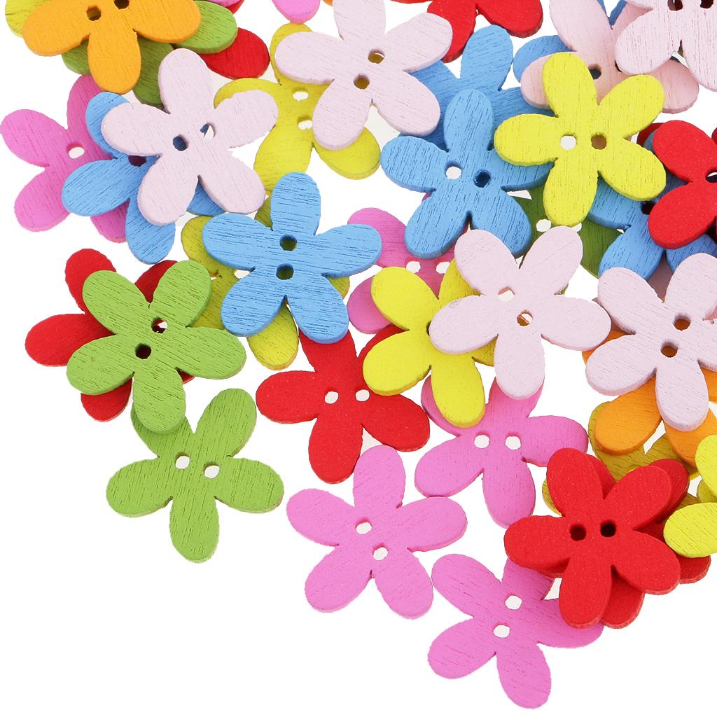 100 Pieces Multicolor 15x15mm 2 Holes Mixed Decorative Buttons Fit Sewing Crafts