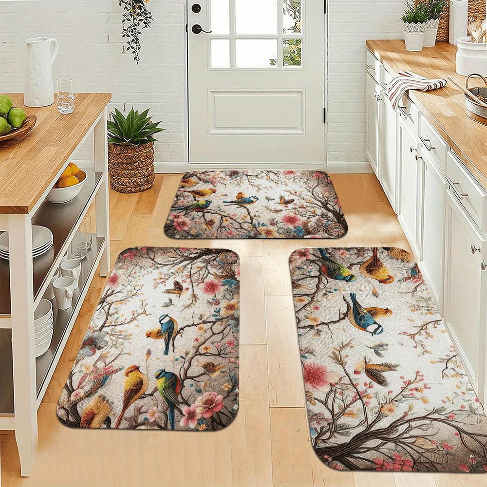 1Pcs Cartoon Country Pattern Floor Mat Modern Kitchen Polyester Rug, Non-Slip Colorful Indoor Carpet, For Home Bathroom Bedroom Living Room Decor