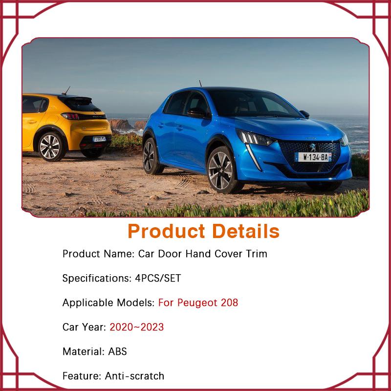 Car Door Handle Cover Trim For Peugeot 208 P21   2022 2023 Scratch Proof Set Chromium Styling Exterior Parts