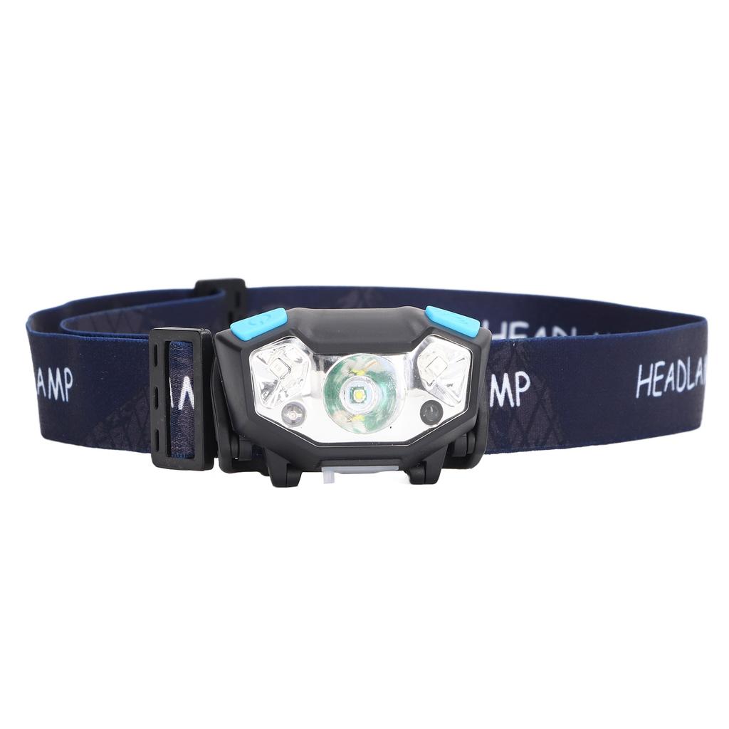 Headlamp USB Charging Waterproof Head Light High Brightness with Sensor for Outdoor Black