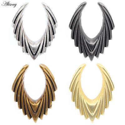 Alisouy 1PC 8-25mm Rame Irregolare Streamline Sella Ear Tunnel Spine Espansore Barella Calibri Orecchini Penetranti Gioielli per il corpo