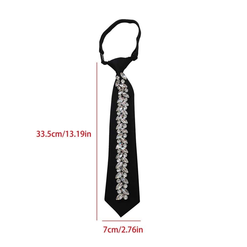 Clothing Decoration Locomotive Style Rhinestone Tie Choker Black Crystal Long Necktie Geometric Collar Pre-tied Tie Performance