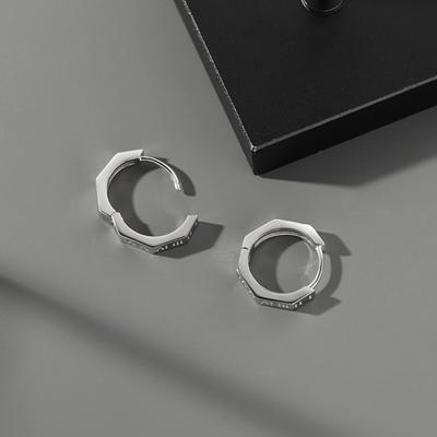 Yousheng 1 Pair Ear Studs Roman Numerals Printed Piercing Geometric Personality Decorative Nickel Free Fashion Punk Hoop Earrings Men Accessory