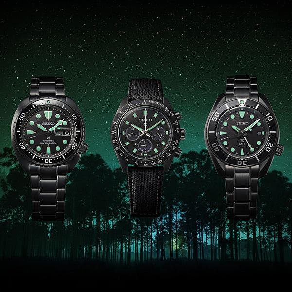 Seiko SBDL105 (PROSPEX SPEEDTIMER The Black Series Solar Chronograph Pánské hodinky s nylonovým řemínkem) Kulaté hodinky