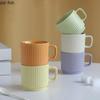 Einfachheit Gestreifte Keramiktasse Einfarbig Saftbecher Büro Milchkaffee Tasse Becher Getränkebecher Familienfrühstückstassen Teetassen