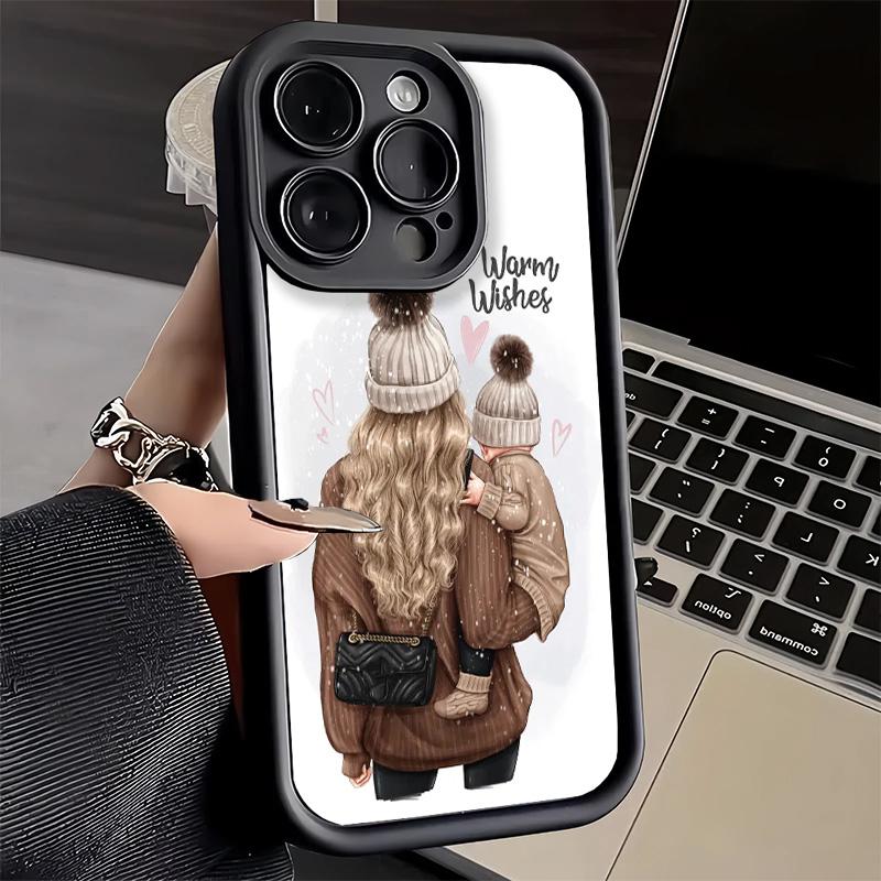Phone Case for iPhone 17 Air 16E 15 16 Pro Max Baby Mom Girls Cover 14 Plus 13 12 Mini Soft Shell Silicone Fundas