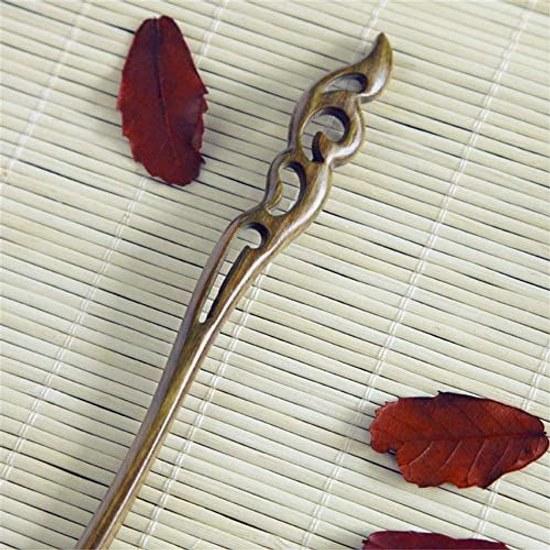 LeafIn Natural Wood Kanzashi Handmade Hairpin Black Sandalwood Single Simple Wooden Hair Accessory Yukata Kimono Traditional Wear Fashion-Neutral