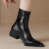 French pointed low heel brown elastic thin boots 2025 autumn and winter new thin short boots women's retro Chelsea boots
