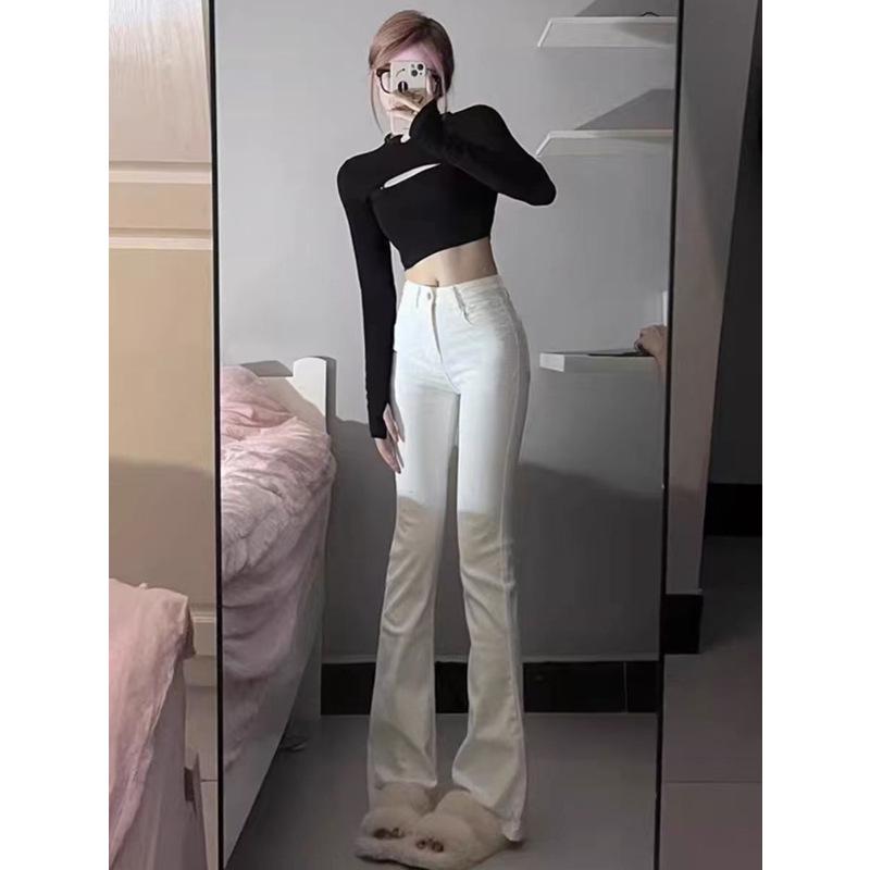Spicy Girl White High-Waist Flared Jeans for Women - Spring 2025 Collection