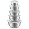 WEZVIX 5-Piece Mixing Bowl Set with Airtight Lids, Stainless Steel Nesting Storage Bowls, Easy To Clean, 7-5-4-3.5-1.5 QT, Ideal for Mixing Healthy Me