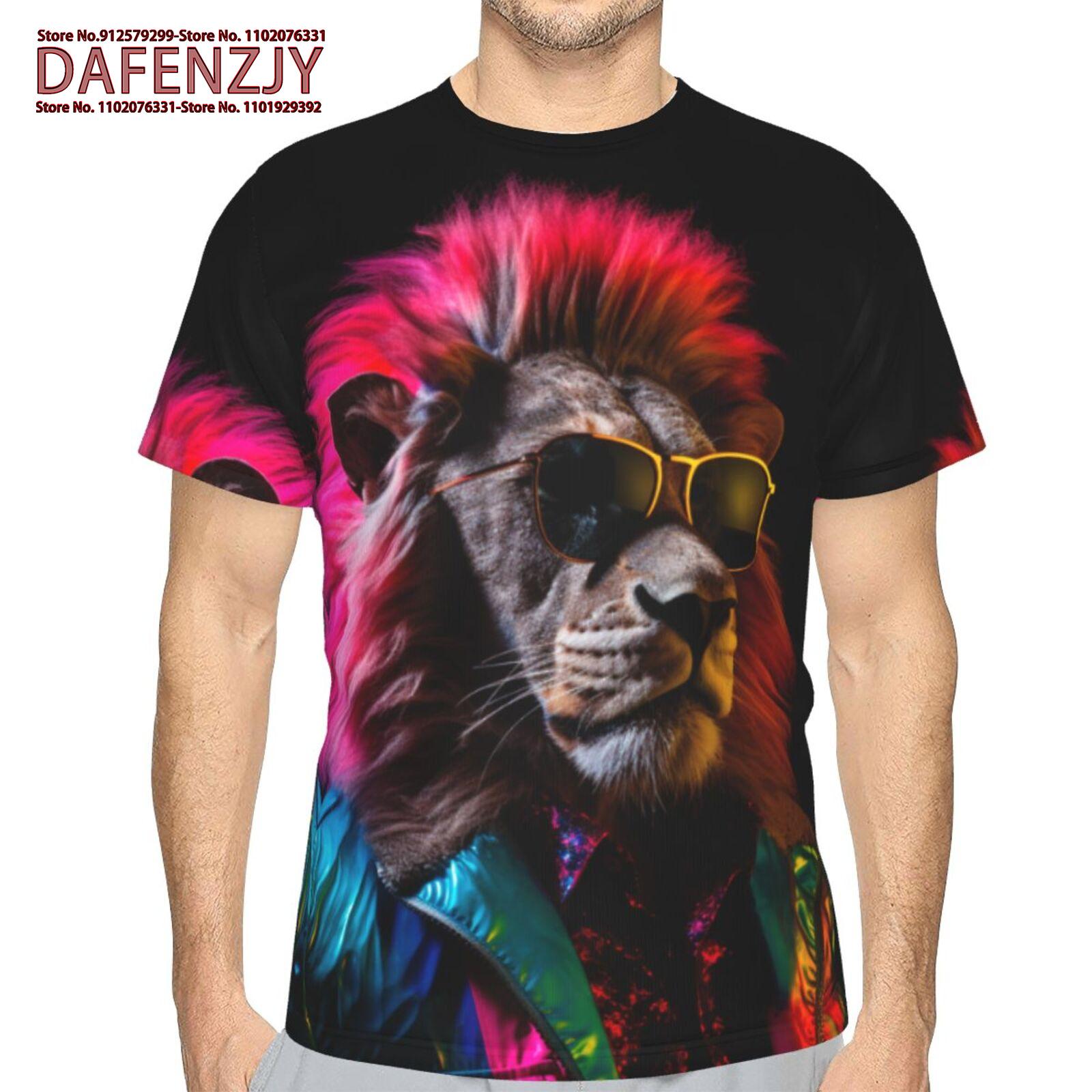 

Футболка с принтом «Лев» 3D, спортивная, повседневная, с коротким рукавом, летняя уличная одежда, мужские и женские футболки с принтом S синий