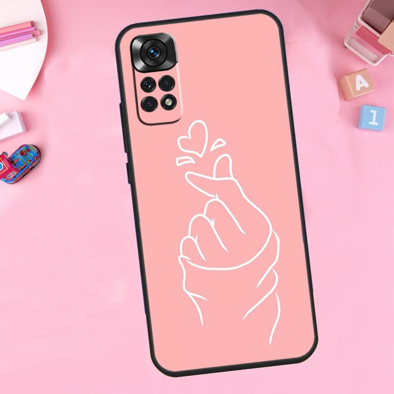 Kpop Hand Finger Heart Phone Case For Xiaomi Redmi Note 11 10 9 8 12 Pro Turbo 9S 10S 11S 12S 9A 9C 10C 12C Cover