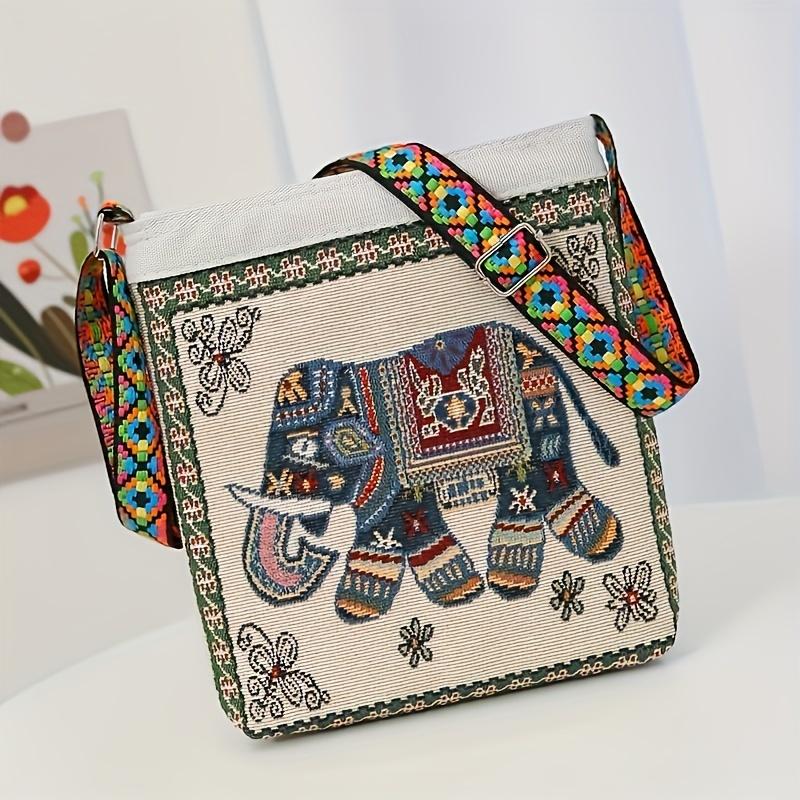 

Классическая текстурированная сумка через плечо с узором слона, сумка кросс-боди для женщин белый