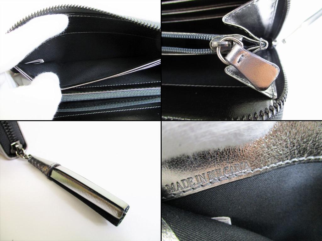 Authentic Jimmy Choo Silver Metallic Calf Leather Round Zip Wallet #8148 Refurbished