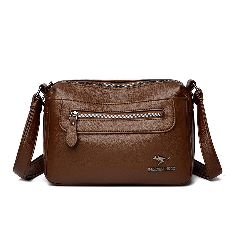 

Fashionable Women s Leather Crossbody Bag, Elegant Shoulder Bag, Women s Large Capacity Crossbody Bag, Retro Shoulder Bag, Multi Pocket Shoulder Bag 25*12*18 cm коричневый