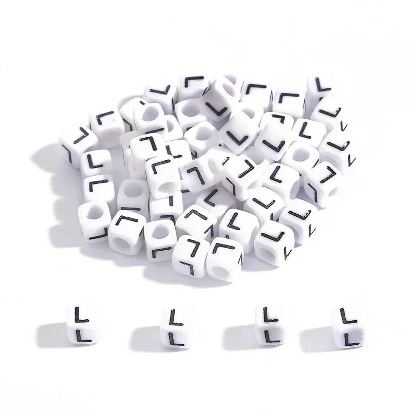 100-500pcs Acrylic A-Z Letter Bead White Square Cube Alphabet Bead for Jewelry Making Diy Bracelet Necklace Earrings Accessories