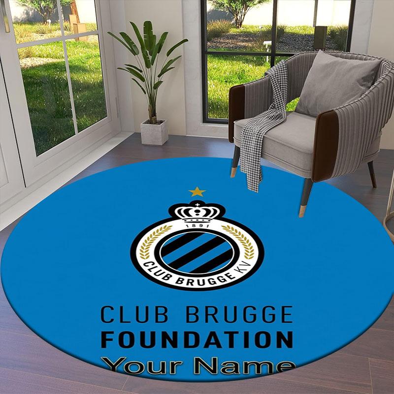 Club Brugge KV Custom Name Round Area Rug,Carpet Rug for Living Room Bedroom Sofa Playroom Decor,Non-slip Floor Mat
