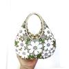 WHTUOHENG Pink Floral Rhinestones Top-Handle Bag Lady  Flower Luxury Designer  Crystal Evening Bags Wedding Party Purse Handbag