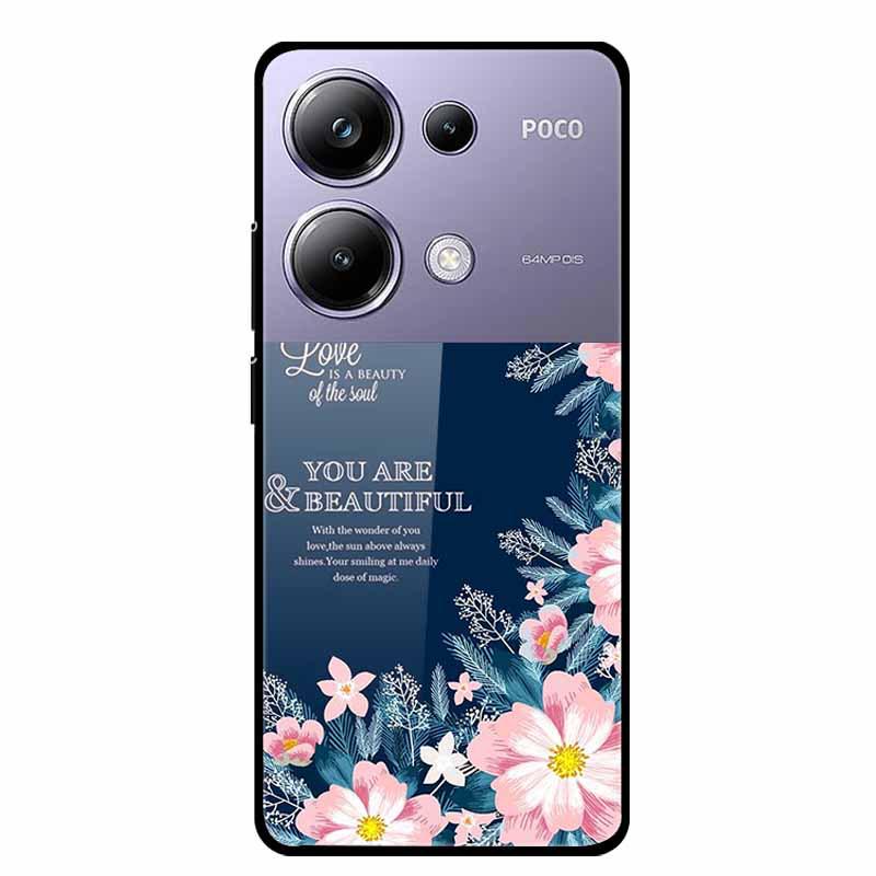 Colorful Aesthetic Tempered Glass Phone Case for Redmi 12 5G & POCO M6 PRO