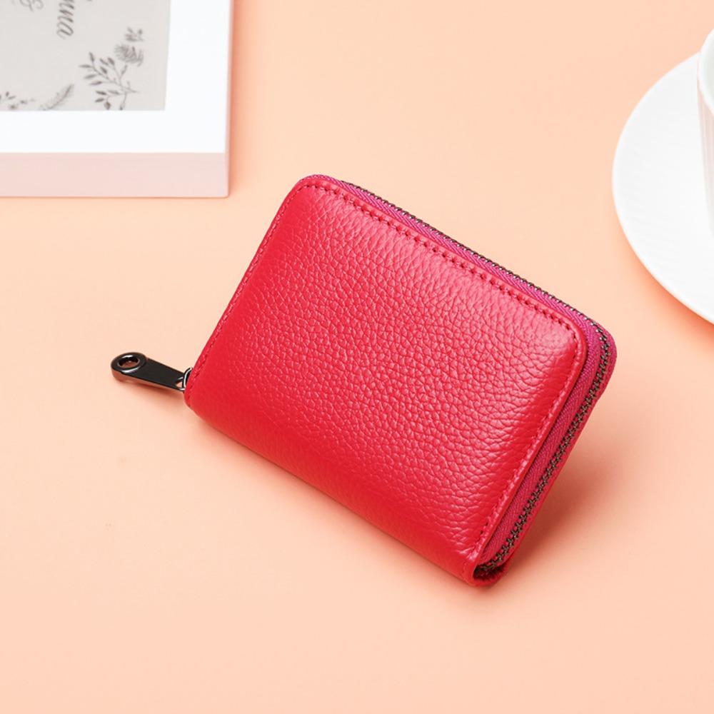 Fashion Multi Slot Card Holder PU Leather Zipper Small Wallet Solid Color Coin Pouch Men Women