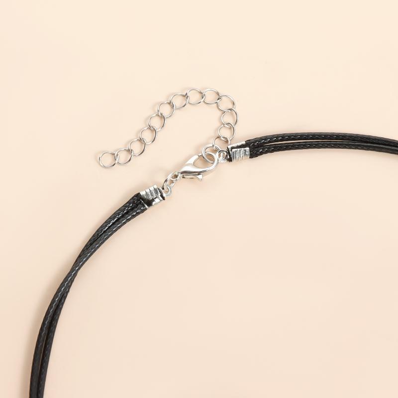 Gray  Pendant Irregular Beads Necklace For Women  Double-Layer Metal Choker Sweater Chain Party Jewelry Gift