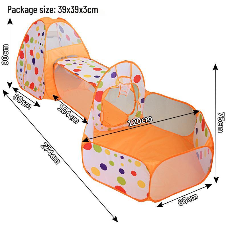 Extra-Large 3-in-1 Kids' Play Tent with Tunnel, Hoops & Ball Pit