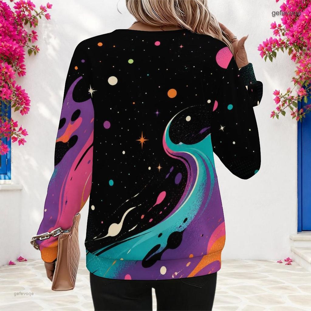 Plus Size Womens Crew Neck Long Sleeve Pullover Soft Loose Casual Daily Street Leisure Sweatshirt