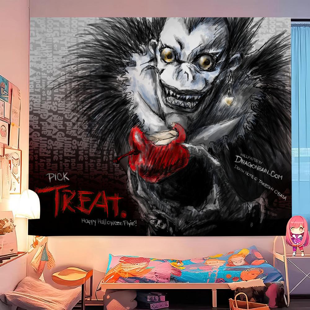 DDDeath Note Manga Tapestry Dorm Wall Decor Modern Stripe Hanging Decoration MultiSize High Quality Flat Print Design