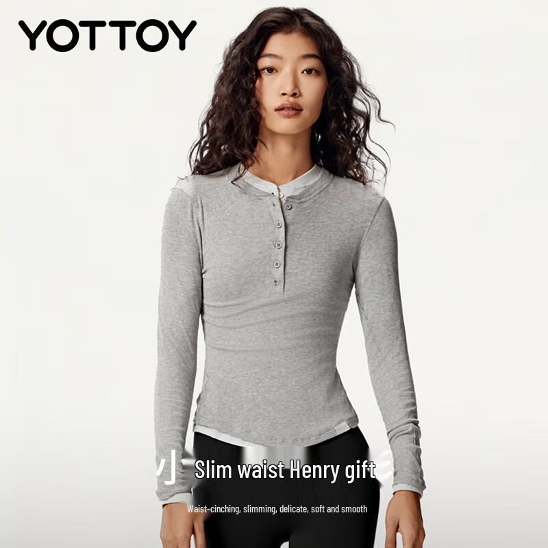 Yottoy Slim Fit Long Sleeve Henley Top M