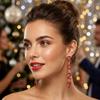 Pearl 2027 Digital Earrings Zircon Christmas Stud Earrings Happy New Year Earrings  New Year Party
