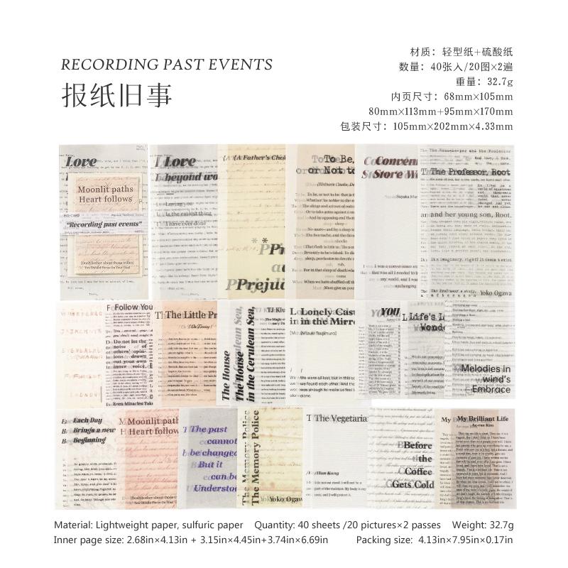 40 Sheets Vintage Collage Paper for Scrapbooking Journaling Card Making DIY Retro Creative Memo Stationery Material