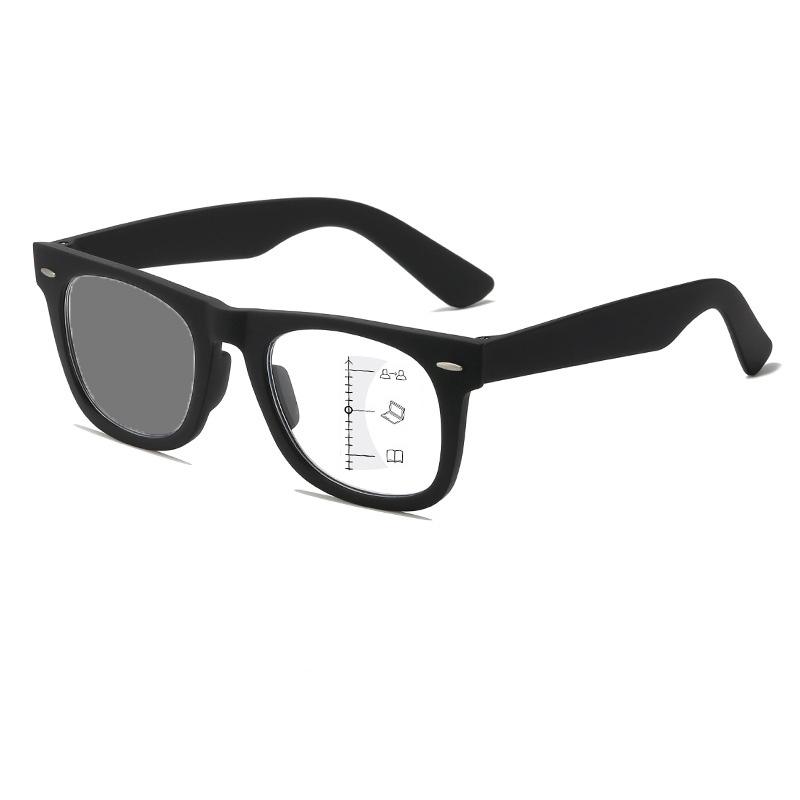 Unisex Photochromic Multifocal Reading Glasses Women Anti-blue Light Color Changing Eyewear Square Progressive Presbyopia Frame