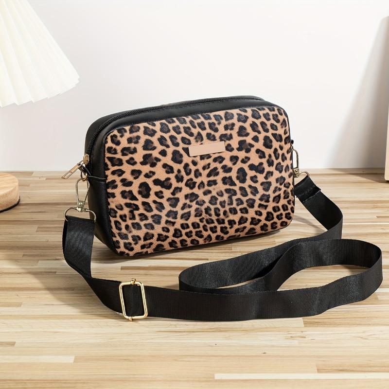 Women Leopard Print Crossbody Bag Lightweight Fashion Shoulder Purse Versatile Casual Handbag For Daily Office Use