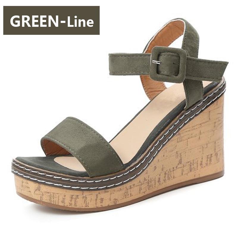 Aphixta Wedge Sandals Peep Toe Buckle Shoes Woman Platform 10cm Cool Summer Super High Heel Shoes Female