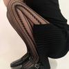 Women Sexy Lace Fishnet Pantyhose Lolita Style Hollow Out Design Red Silk Stockings JK High Waist Striped Tights Christmas Gifts