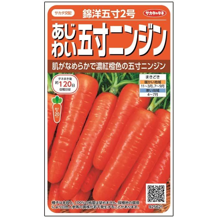 Sakata Seed Carrot 'Ajiwai Five-Inch' - Smooth, Deep Orange Vegetable Seeds