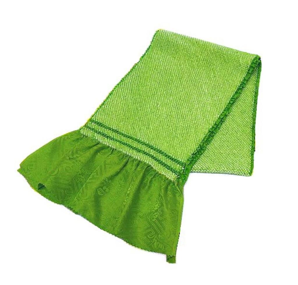 Japanese Pure Full Visiting Matcha Brown [Kyoto Usagido] Clothing, Silk, Tie, Obiage, Long-sleeved Kimono, Wear, 100% Silk, Oa-016, Green,