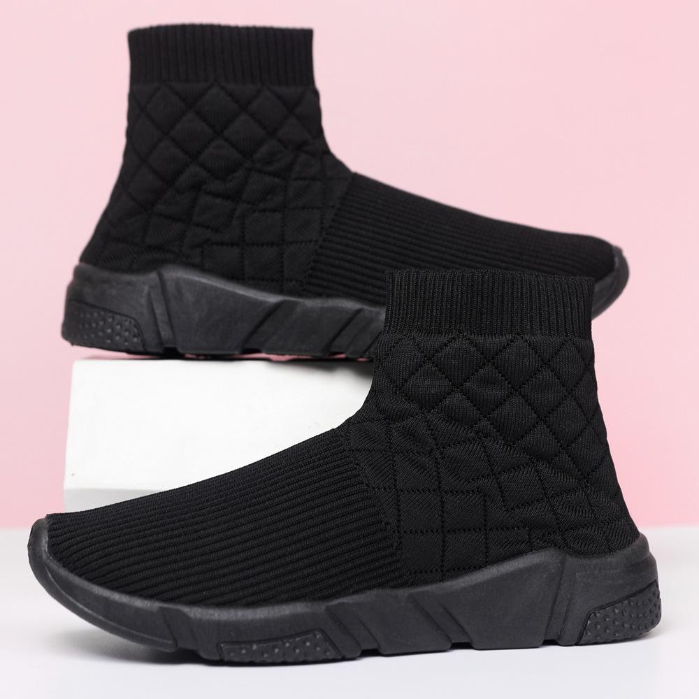 Casual shoes New high-top couple shoes Comfortable soft-soled fly-woven breathable one-pedal socks shoes