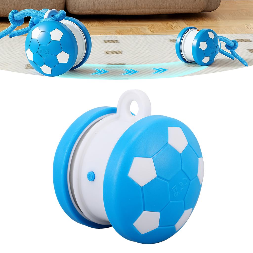 Interactive Rolling Dogs Toy with Rope Random   Moving Dog Toy Soccer   Pattern Blue for Small Large Dogs