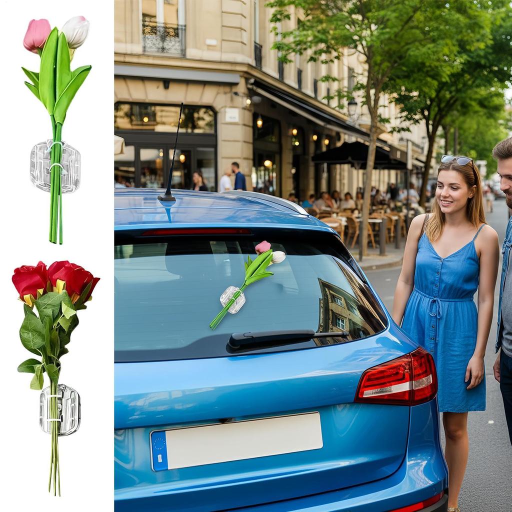 Mini Flower Bouquet 3D Romantic Alphabet Letter Sticker Wedding Car Decorations For Glass Window Automotive Vehicle Exterior