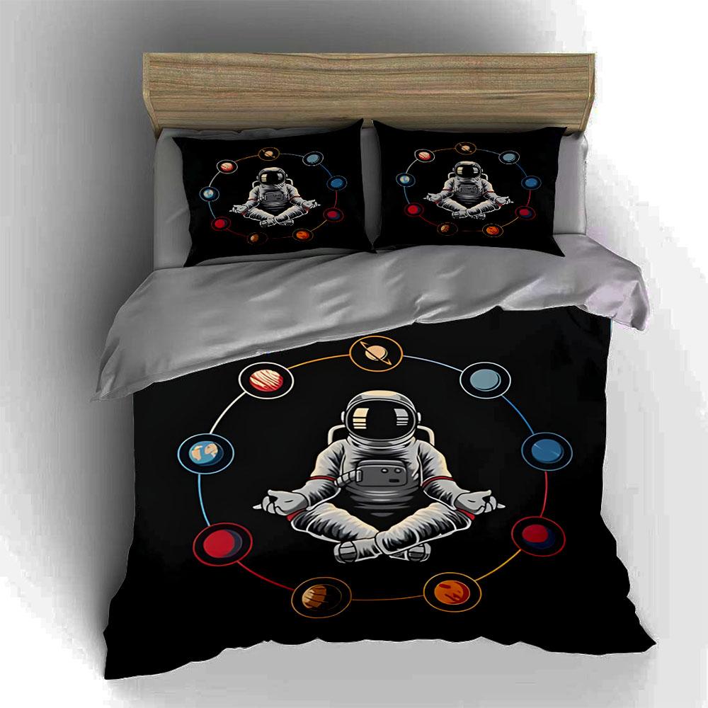 Astronaut planetary meditation Bedding Duvet cover sets Duvet covers Pillowcases gifts (1 * Duvet Cover 2 * Pillowcases, without duvet insert)