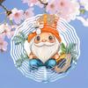2D Metal Wind Chime with Festive Gnome and Cantaloupe Design Outdoor Garden Decor for Home Wedding Birthday Christmas Gift