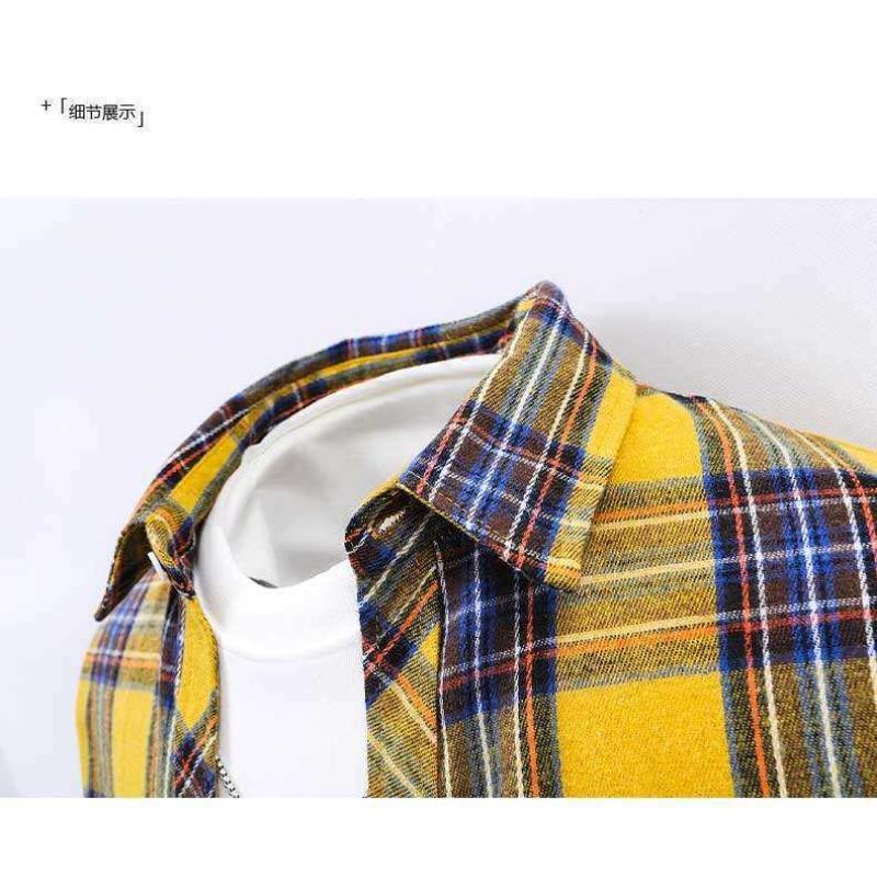 Men Loose Plaid Print Casual Long Sleeve Shirt Outerwear