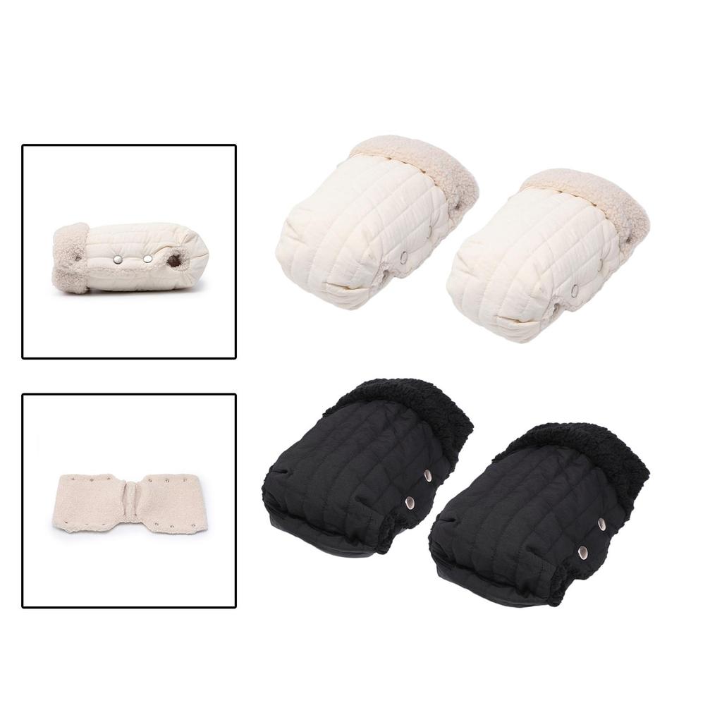 Pram Gloves for Winter Waterproof Windproof Hand Warmer Plush Lining for Baby Cart Handlebar Cover