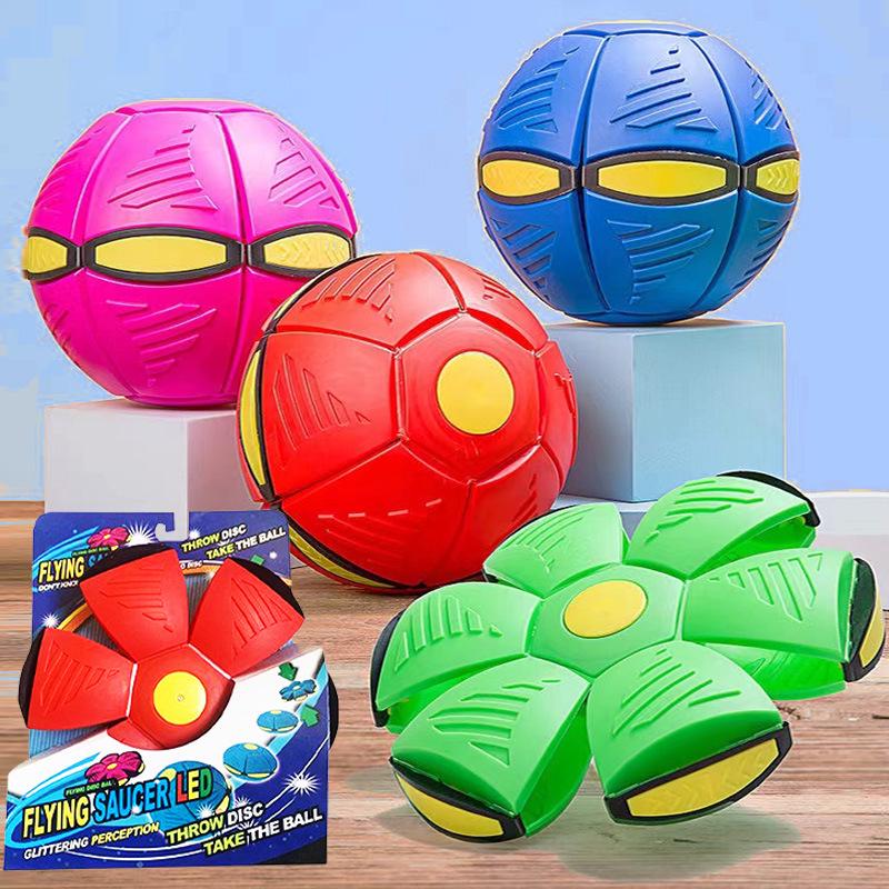 Magic Flying Saucer Ball: Deformable Outdoor Stomp Toy with Lights for Kids