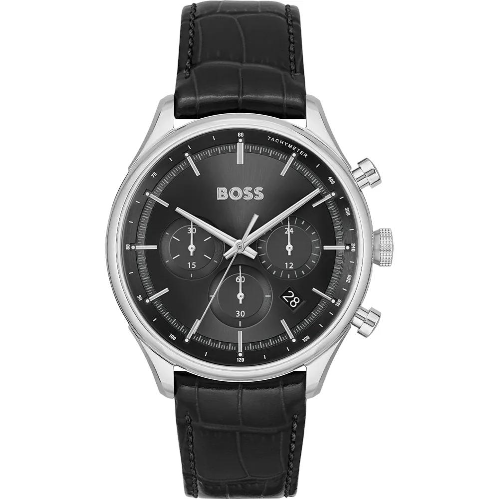 BOSS Gregor Black Leather Men s Quartz Watch 1514049 чёрный
